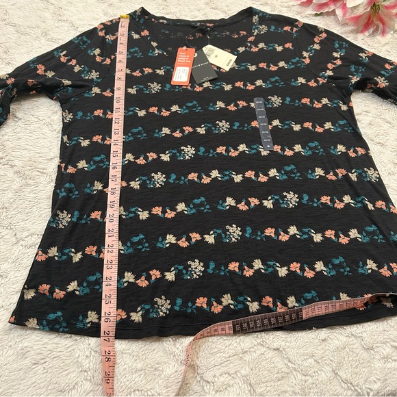 NWT Lucky Brand - 3/4 Sleeve Floral Tee Black Multicolor 1X/1G - Picture 5 of 11